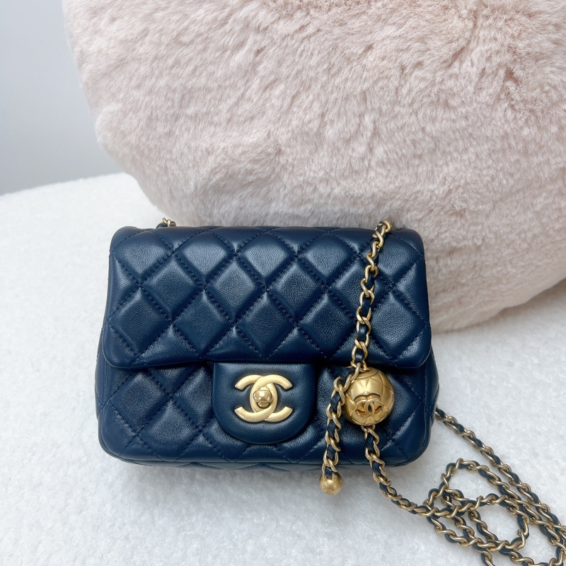 Chanel cf17 深藍色金球方胖子-0
