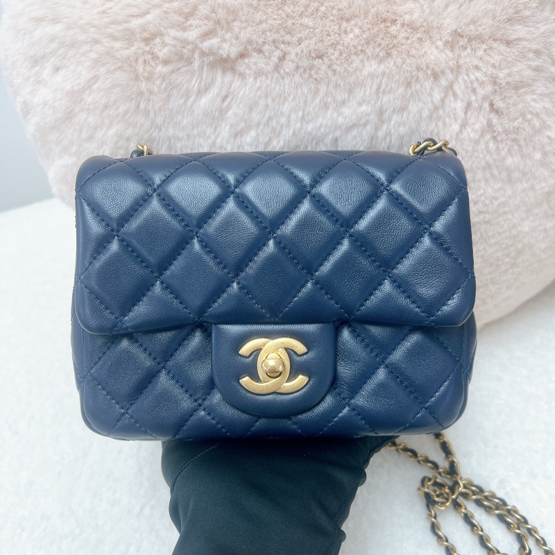 Chanel cf17 深藍色金球方胖子-1