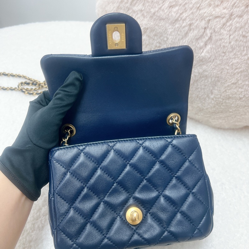 Chanel cf17 深藍色金球方胖子-11