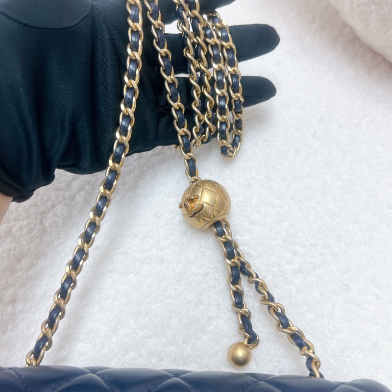 Chanel cf17 深藍色金球方胖子-13