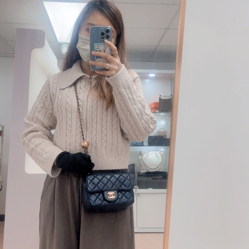 Chanel cf17 深藍色金球方胖子-14