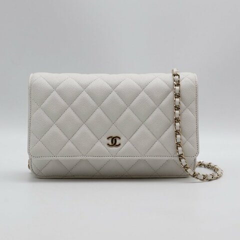 CHANEL 經典粒面牛皮WOC - 白金