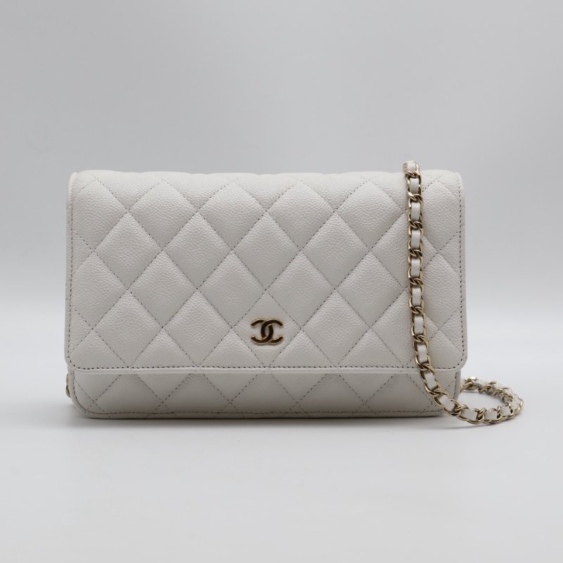 CHANEL 經典粒面牛皮WOC - 白金-0