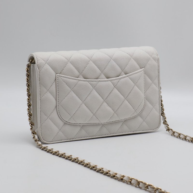 CHANEL 經典粒面牛皮WOC - 白金-1