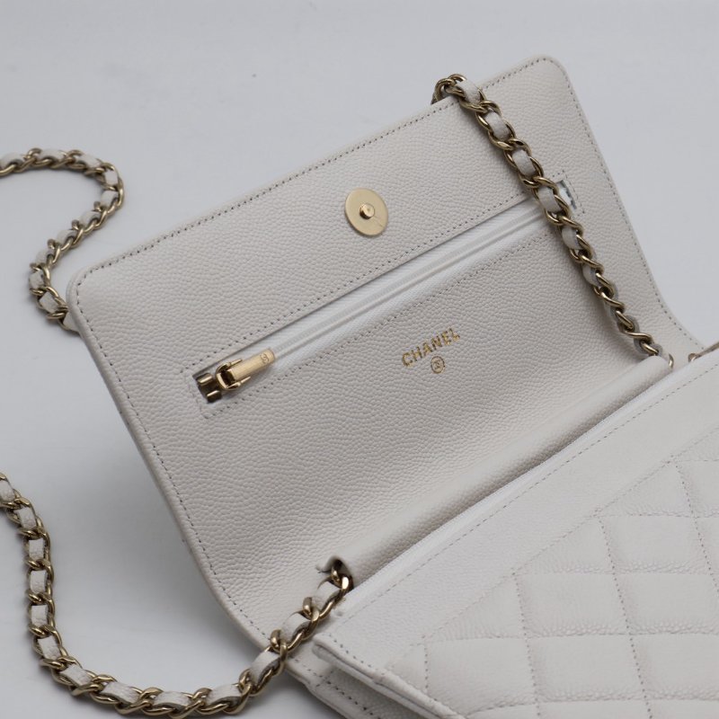 CHANEL 經典粒面牛皮WOC - 白金-3