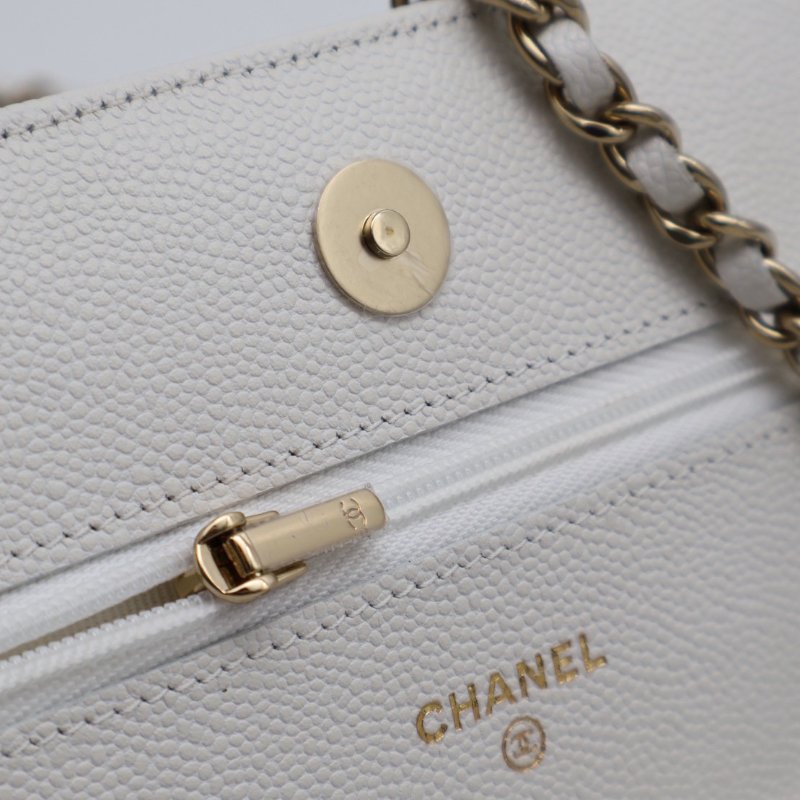 CHANEL 經典粒面牛皮WOC - 白金-4