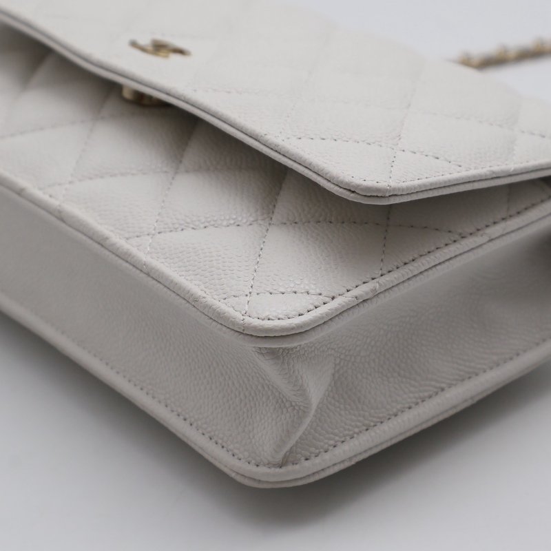 CHANEL 經典粒面牛皮WOC - 白金-7