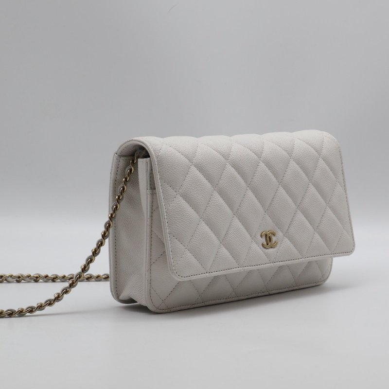 CHANEL 經典粒面牛皮WOC - 白金-10