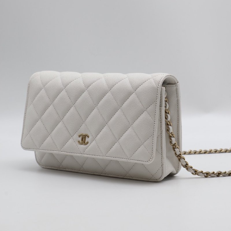 CHANEL 經典粒面牛皮WOC - 白金-11