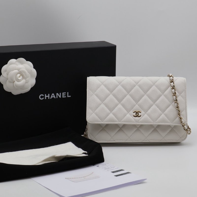 CHANEL 經典粒面牛皮WOC - 白金-12