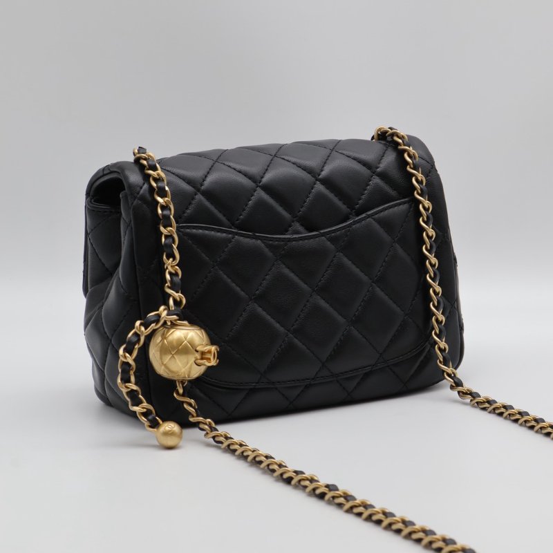 CHANEL 經典口蓋包方胖子 17 - 金球黑金-1