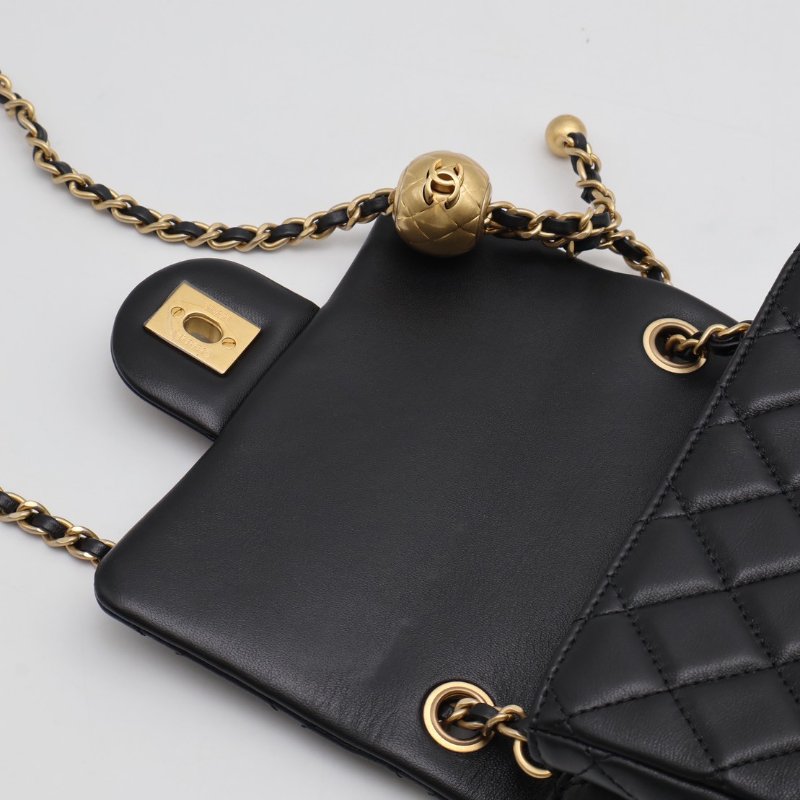 CHANEL 經典口蓋包方胖子 17 - 金球黑金-3