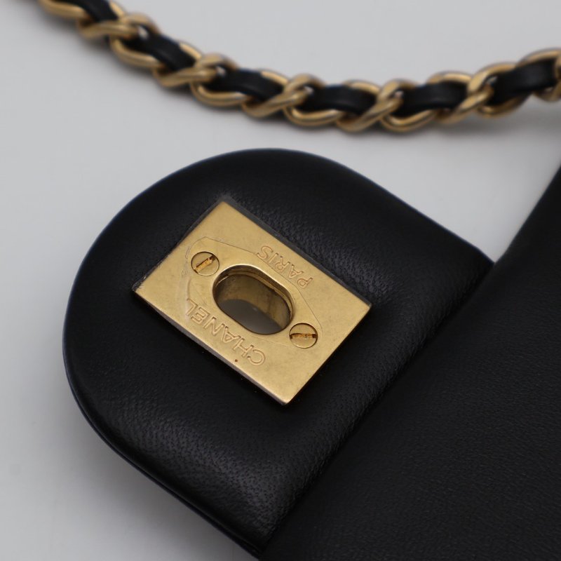 CHANEL 經典口蓋包方胖子 17 - 金球黑金-4
