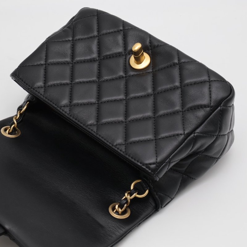 CHANEL 經典口蓋包方胖子 17 - 金球黑金-5