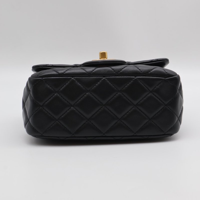 CHANEL 經典口蓋包方胖子 17 - 金球黑金-10