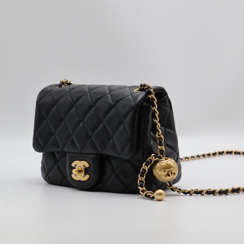 CHANEL 經典口蓋包方胖子 17 - 金球黑金-11