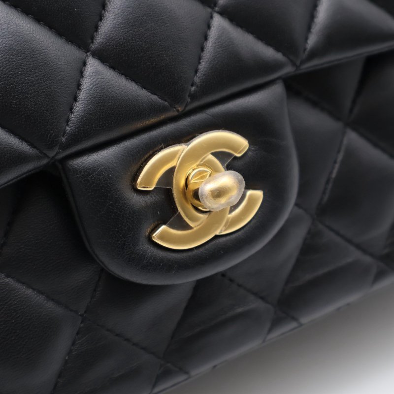 CHANEL 經典口蓋包 CF25 - 羊皮黑金27開-7