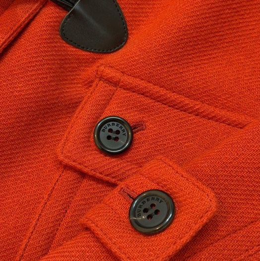 BURBERRY日系倫敦亮橘牛角扣連帽羊毛大衣38-5