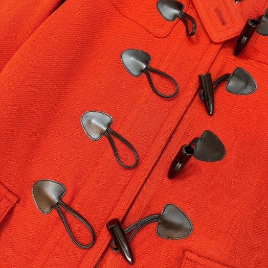 BURBERRY日系倫敦亮橘牛角扣連帽羊毛大衣38-9