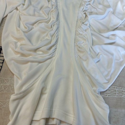 BURBERRY 英國黑標白色褶飾裁片平織上衣UK6-9