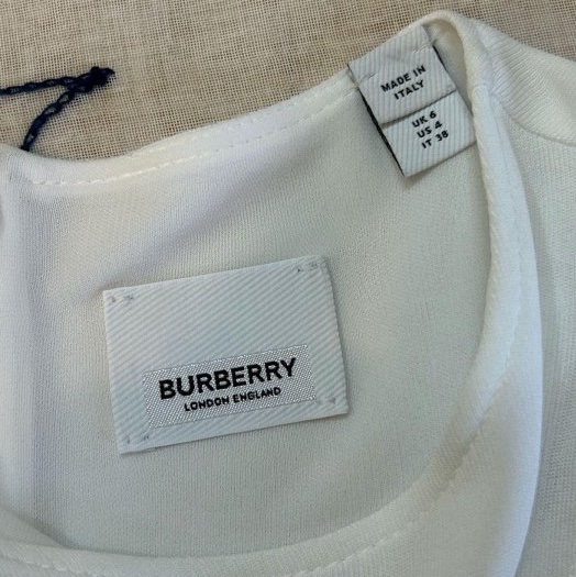 BURBERRY 英國黑標白色褶飾裁片平織上衣UK6-10
