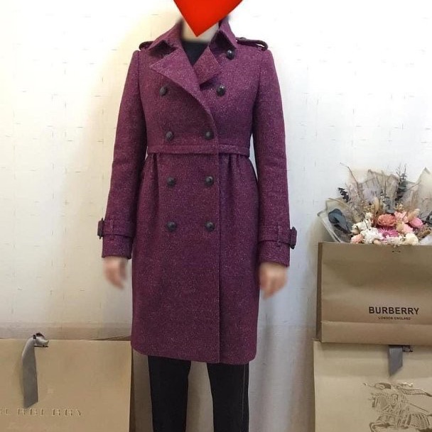 BURBERRY LONDON莓紫紅洋裝大衣38-1