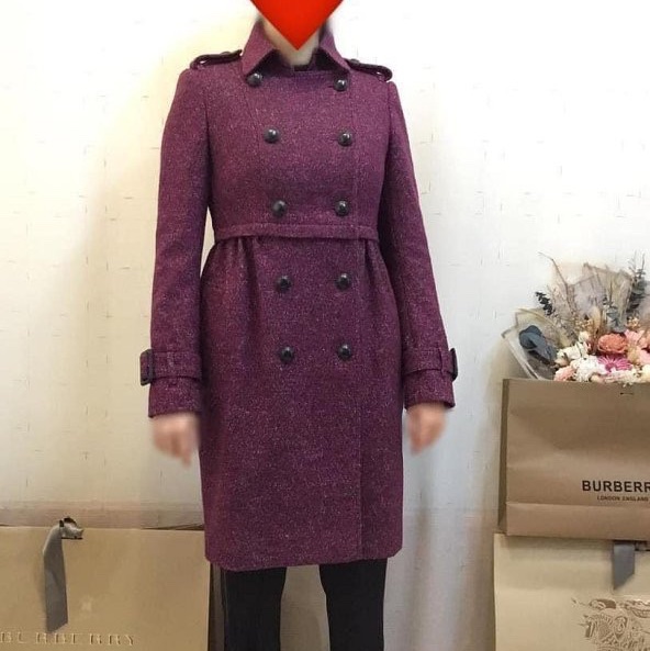 BURBERRY LONDON莓紫紅洋裝大衣38-2