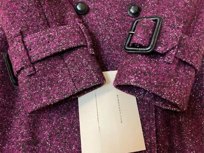 BURBERRY LONDON莓紫紅洋裝大衣38-7