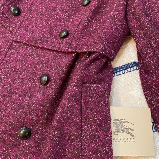 BURBERRY LONDON莓紫紅洋裝大衣38-9