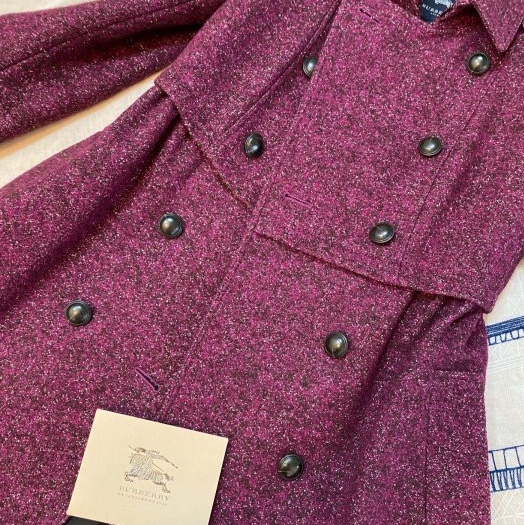 BURBERRY LONDON莓紫紅洋裝大衣38-10