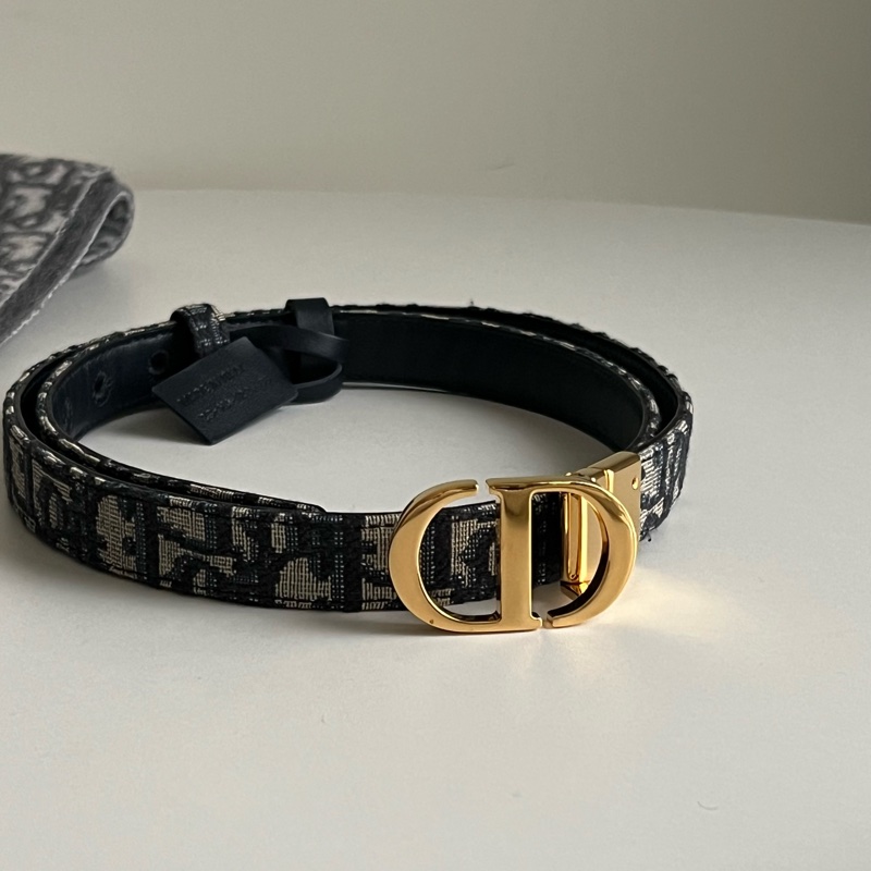 Dior 經典雙面老花皮帶 CD logo(藍）-0
