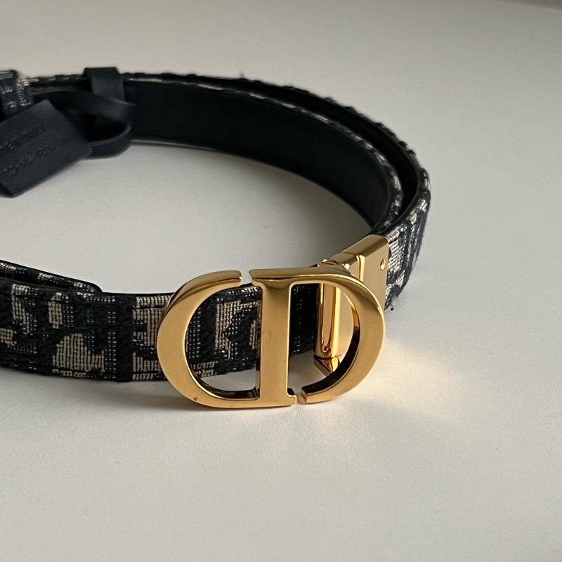Dior 經典雙面老花皮帶 CD logo(藍）-1