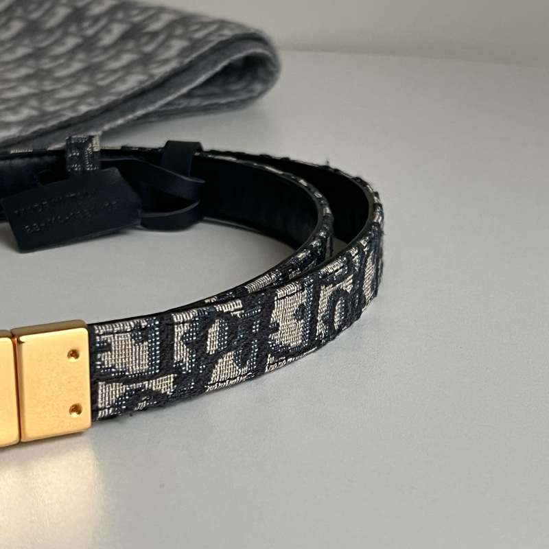 Dior 經典雙面老花皮帶 CD logo(藍）-3