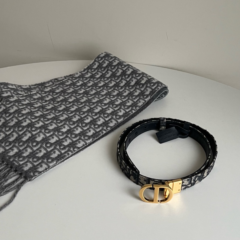 Dior 經典雙面老花皮帶 CD logo(藍）-20