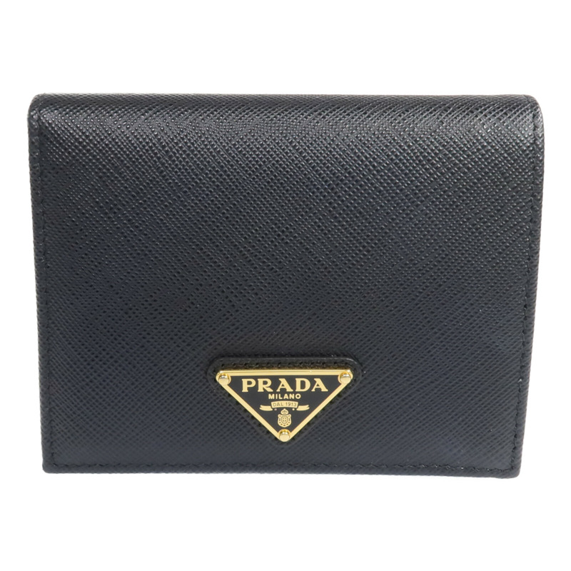 PRADA Saffiano皮革Fold Wallet金扣錢包-0