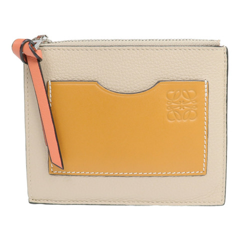 LOEWE 牛皮皮革Card Case銀扣卡片套