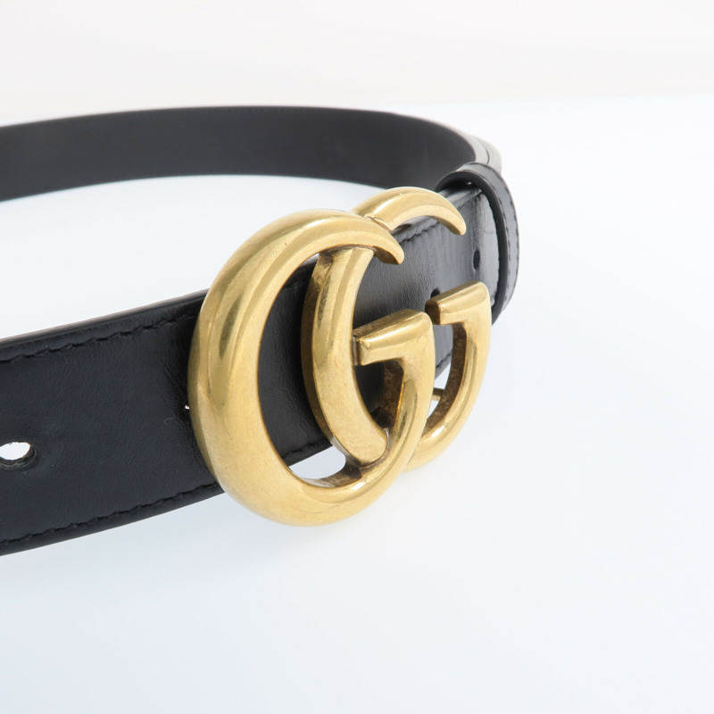 GUCCI 牛皮皮革GG Marmont Belt金扣皮帶-3
