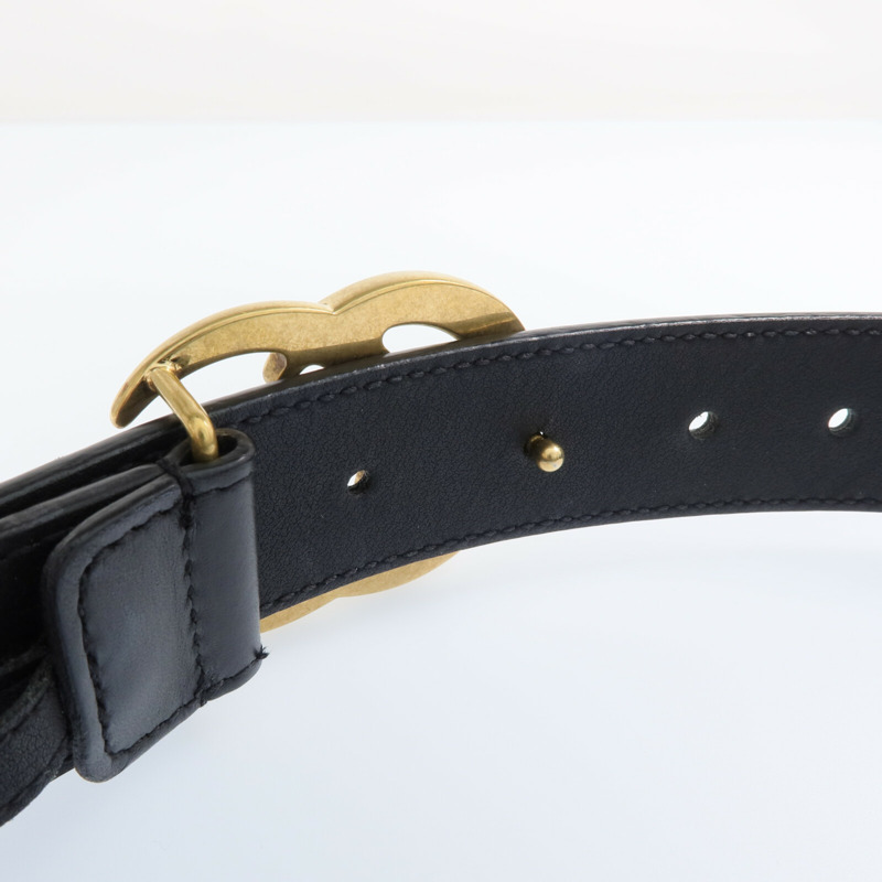 GUCCI 牛皮皮革GG Marmont Belt金扣皮帶-4