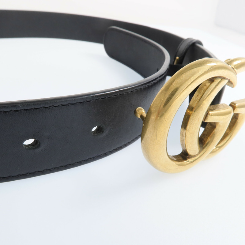 GUCCI 牛皮皮革GG Marmont Belt金扣皮帶-5