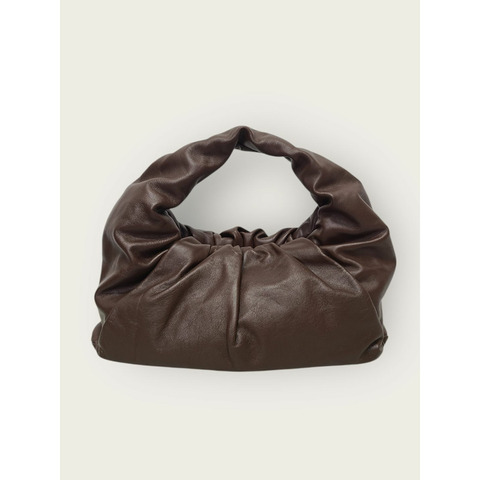 【包稅】BOTTEGA VENETA 樹皮棕色皮革褶皺單肩包