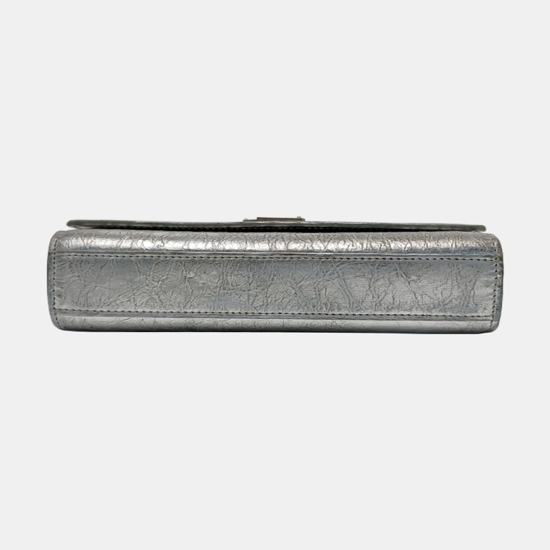 YSL銀色牛皮單肩包銀色五金-5