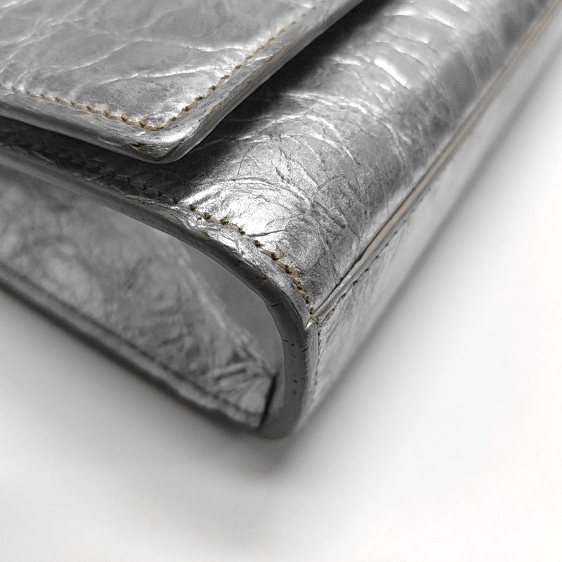 YSL銀色牛皮單肩包銀色五金-9