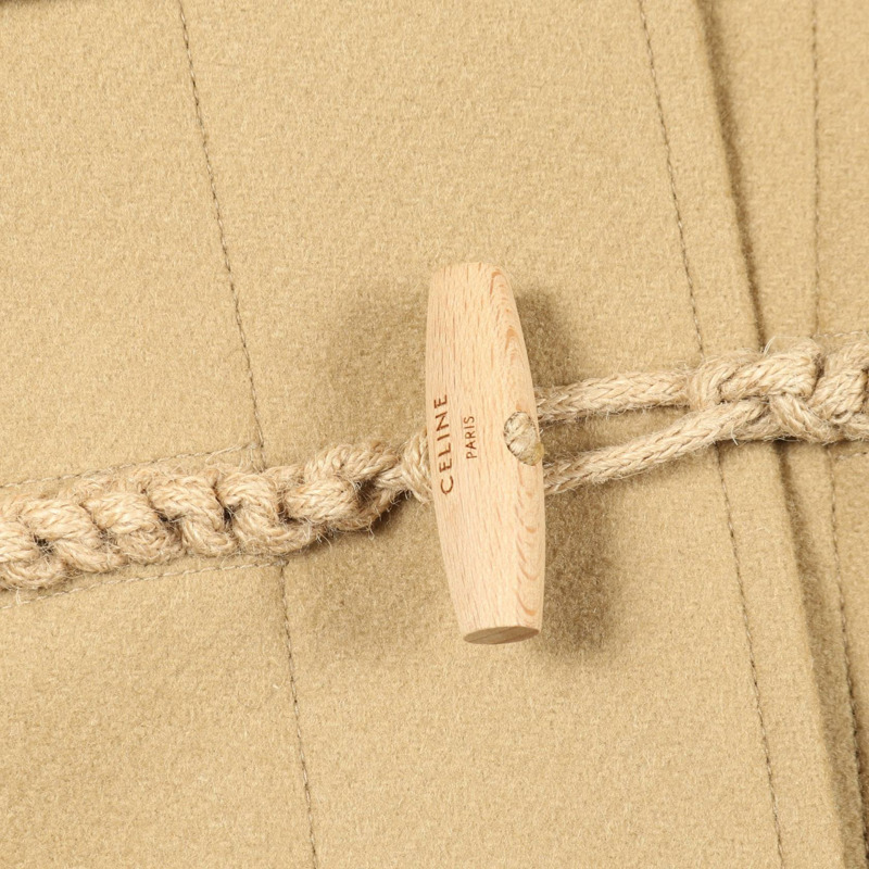 CELINE 羊毛米色帶帽大衣 #36 二手女款-5