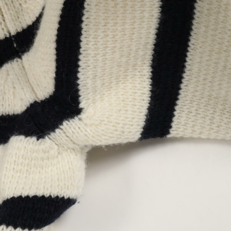 Christian DIOR MARINIERE 羊毛羊絨開襟衫，米色/海軍藍，#36，二手女款-4