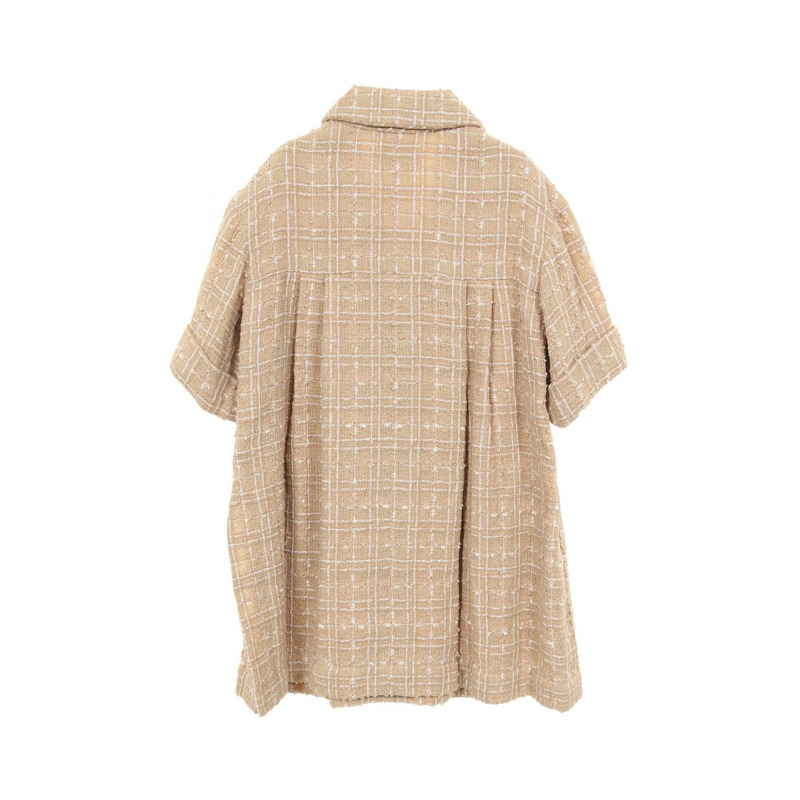 香奈兒 COCO 標誌紐扣連身裙，尼龍材質，米色，40號，二手女裝-1