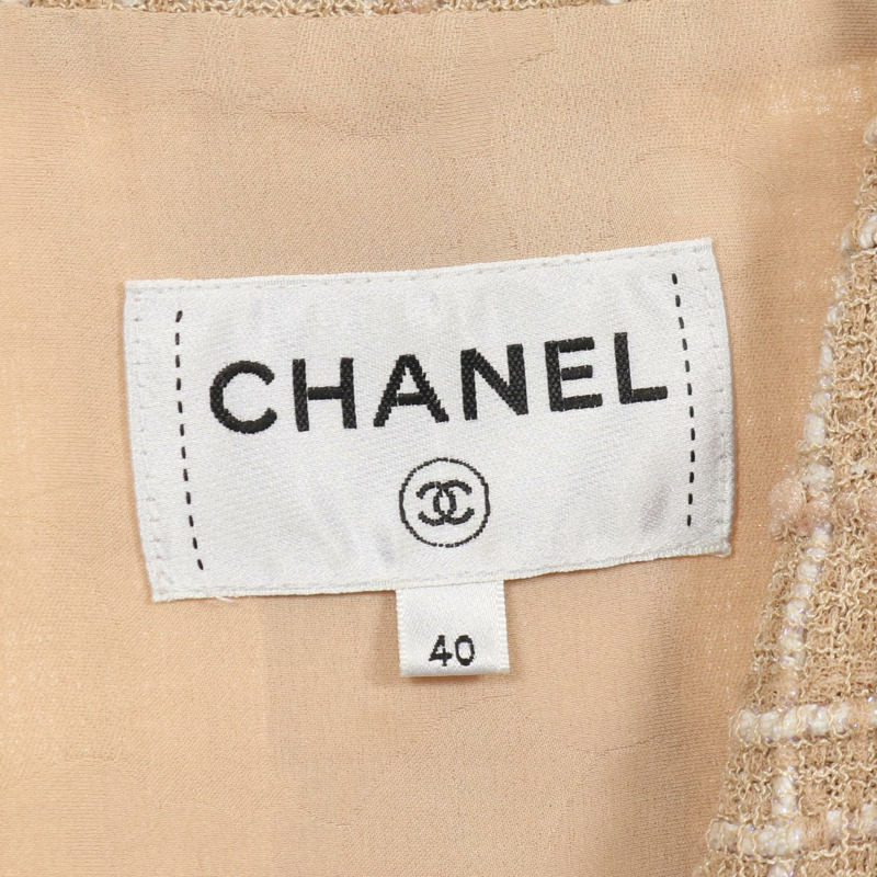 香奈兒 COCO 標誌紐扣連身裙，尼龍材質，米色，40號，二手女裝-2