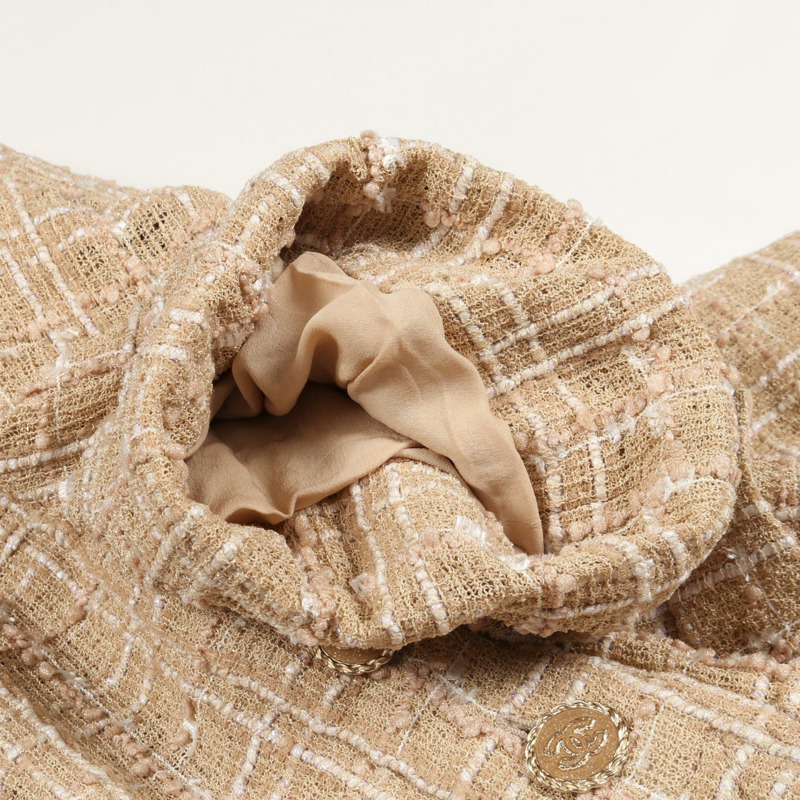 香奈兒 COCO 標誌紐扣連身裙，尼龍材質，米色，40號，二手女裝-6