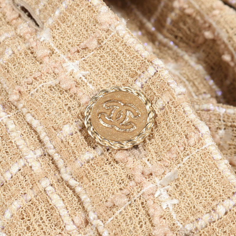 香奈兒 COCO 標誌紐扣連身裙，尼龍材質，米色，40號，二手女裝-7