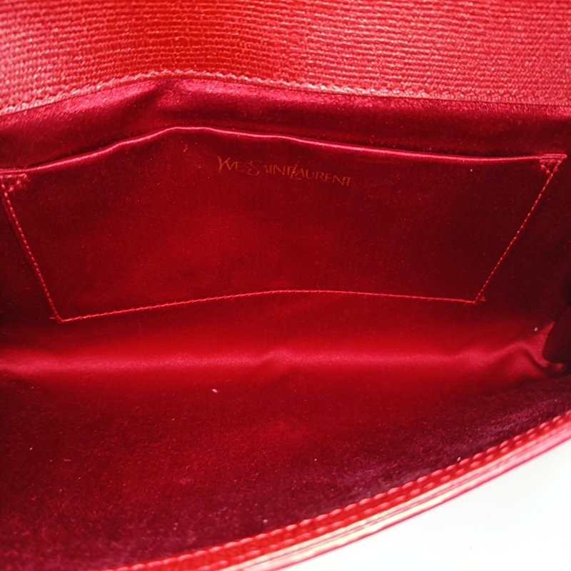 YSL CHYC Y LIGNE紅色牛皮手拿包金色五金-6