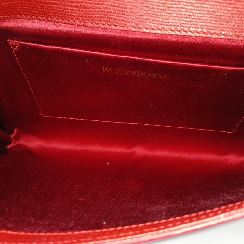 YSL CHYC Y LIGNE紅色牛皮手拿包金色五金-12